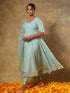 Pomcha Jaipur Guzarish Pastel Cotton Anarkali Set With Soft Net Dupatta